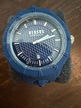 New Versus Versace Navy Blue Silicone Strap Watch - Water Resistant